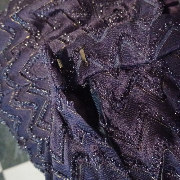 Andrews vintage plum sheer shiny mother of bride 2 pc set, zip lined skirt - Picture 9 of 9